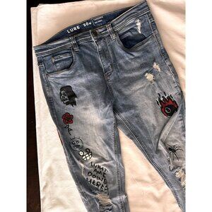 Lure Jeans Size 30 Tapered Skinny Halloween Theme Distressed Ninth Hall